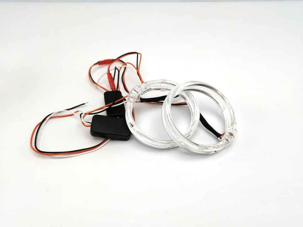 Ангельские глазки LED 2.5 дюйма 80мм белые 2 режима 9-15в 1 к-т